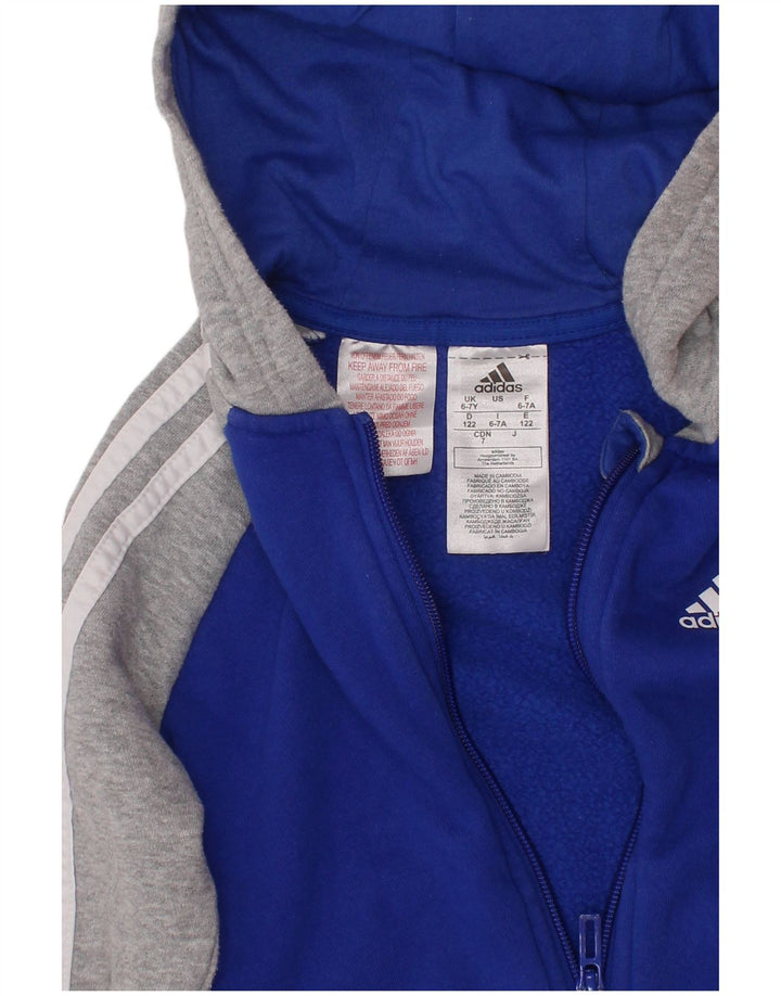 ADIDAS Pull à capuche zippé pour garçon 6-7 ans Bleu Colorblock Coton