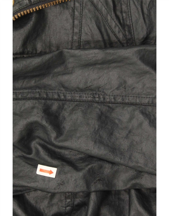 Barbour Veste militaire en simili cuir pour femme UK 14 Large Noir Polyester