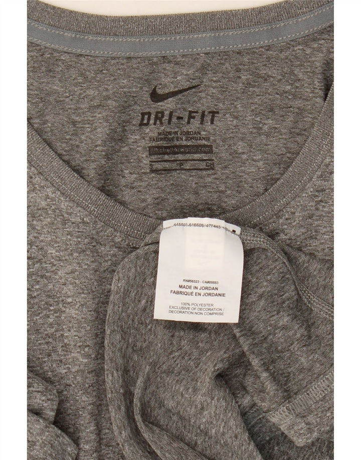 NIKE Haut Dri Fit à manches longues pour femme UK 10 Petit Gris Moucheté Polyester