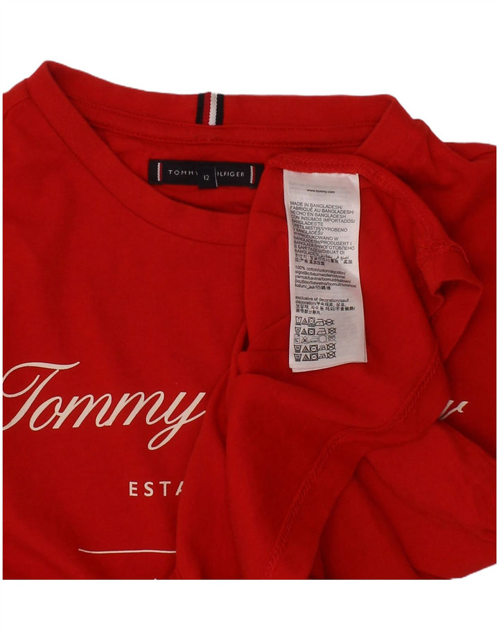TOMMY HILFIGER T-Shirt Graphique Garçon 11-12 ans Rouge Coton