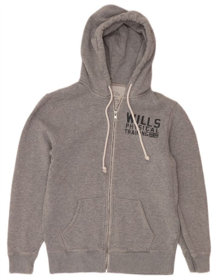 Jack Wills Pull à Capuche Graphique Zippé Homme Gris Moyen Coton