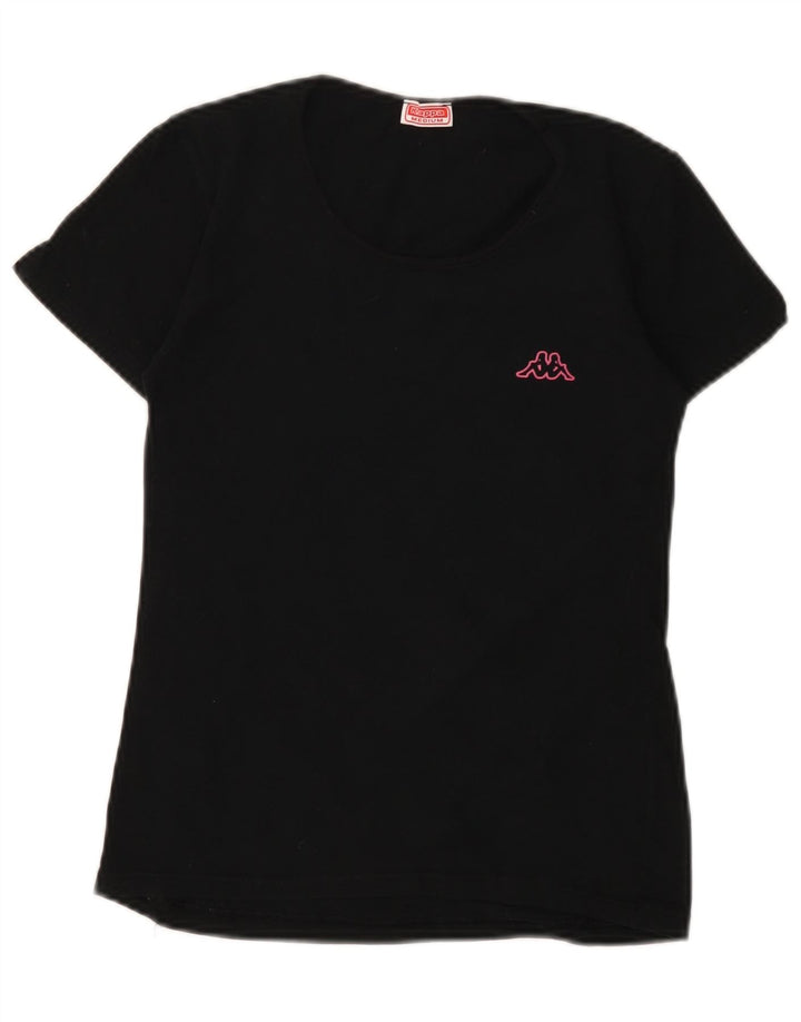 KAPPA T-Shirt Femme UK 12 Medium Noir