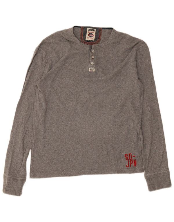 Superdry Haut à Manches Longues XL Gris Coton Homme