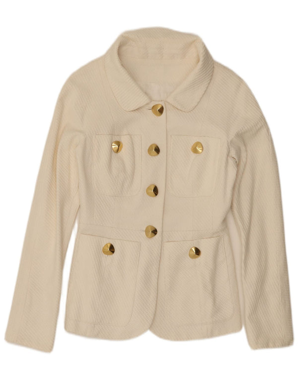 vintage Femmes 4 Bouton Blazer Veste UK 10 Petit Blanc