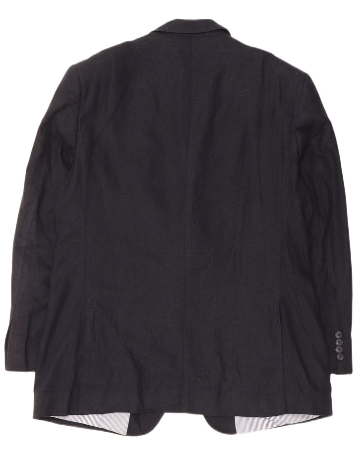 MARKS & SPENCER Veste Blazer 2 Boutons Homme UK 42 Grand Lin Bleu Marine