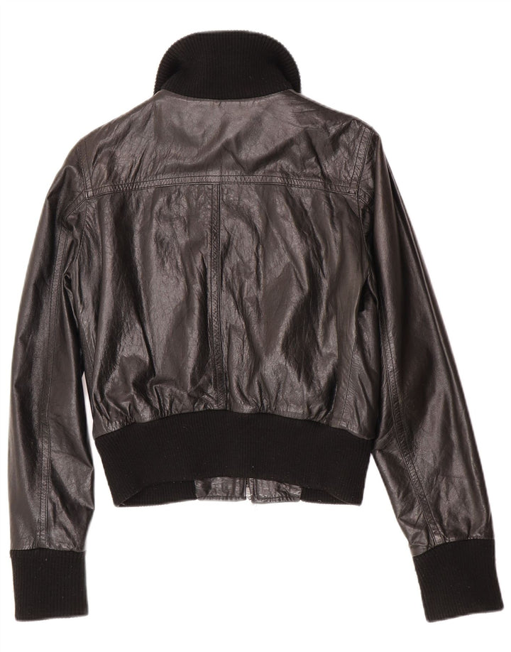 Veste bomber en cuir femme vintage IT 44 Cuir noir moyen