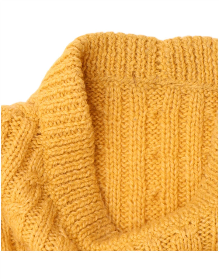 VINTAGE Pull col roulé femme UK 14 Grand Jaune