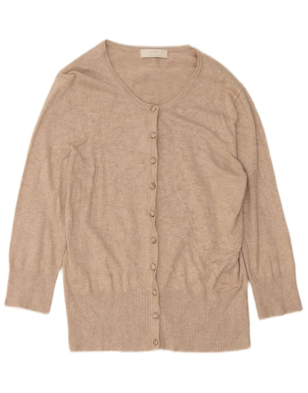 Marks & Spencer Pull cardigan à manches 3/4 pour femme Beige moyen UK 12