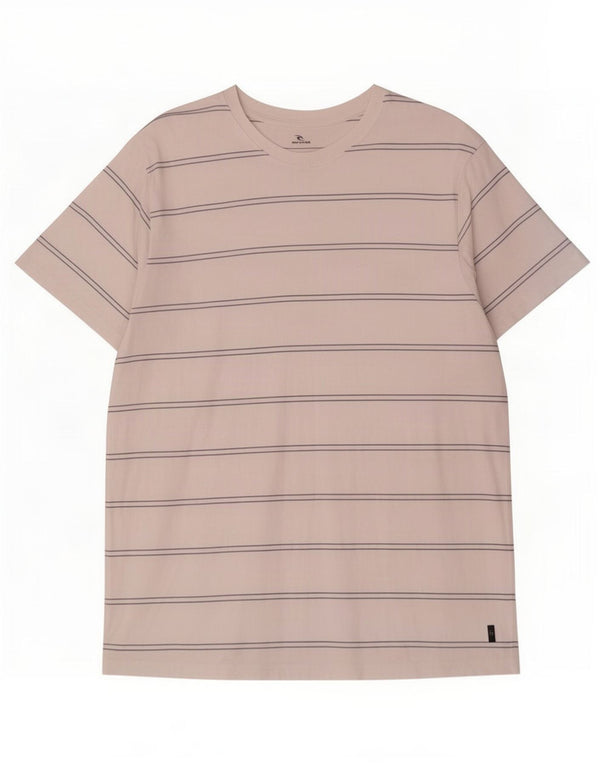 Rip Curl T-shirt coupe standard pour hommes, grand, blanc, rayé
