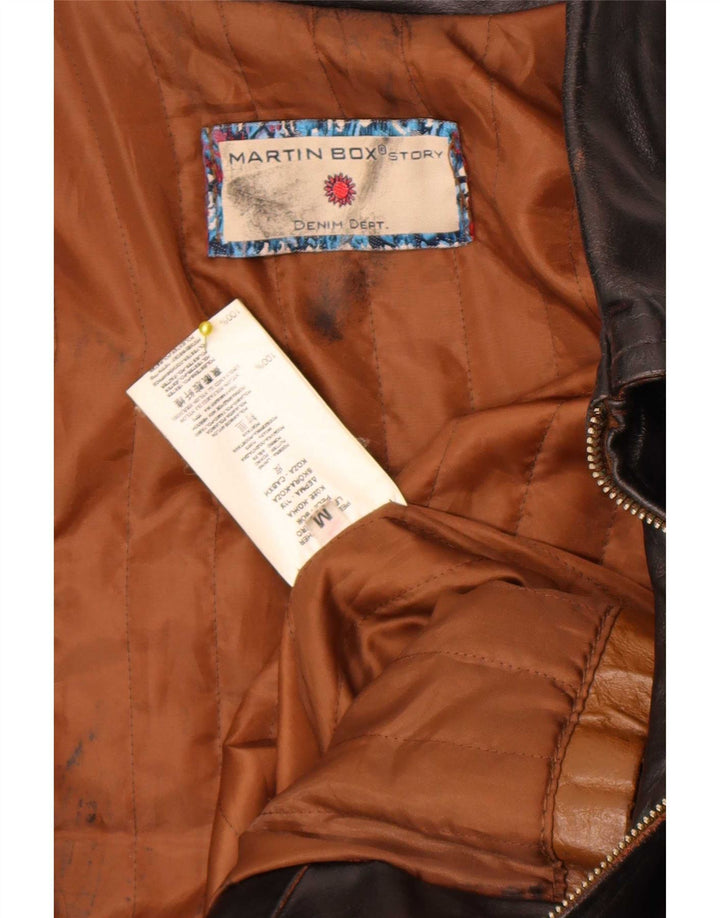 veste en cuir femme vintage UK 14 Brun moyen
