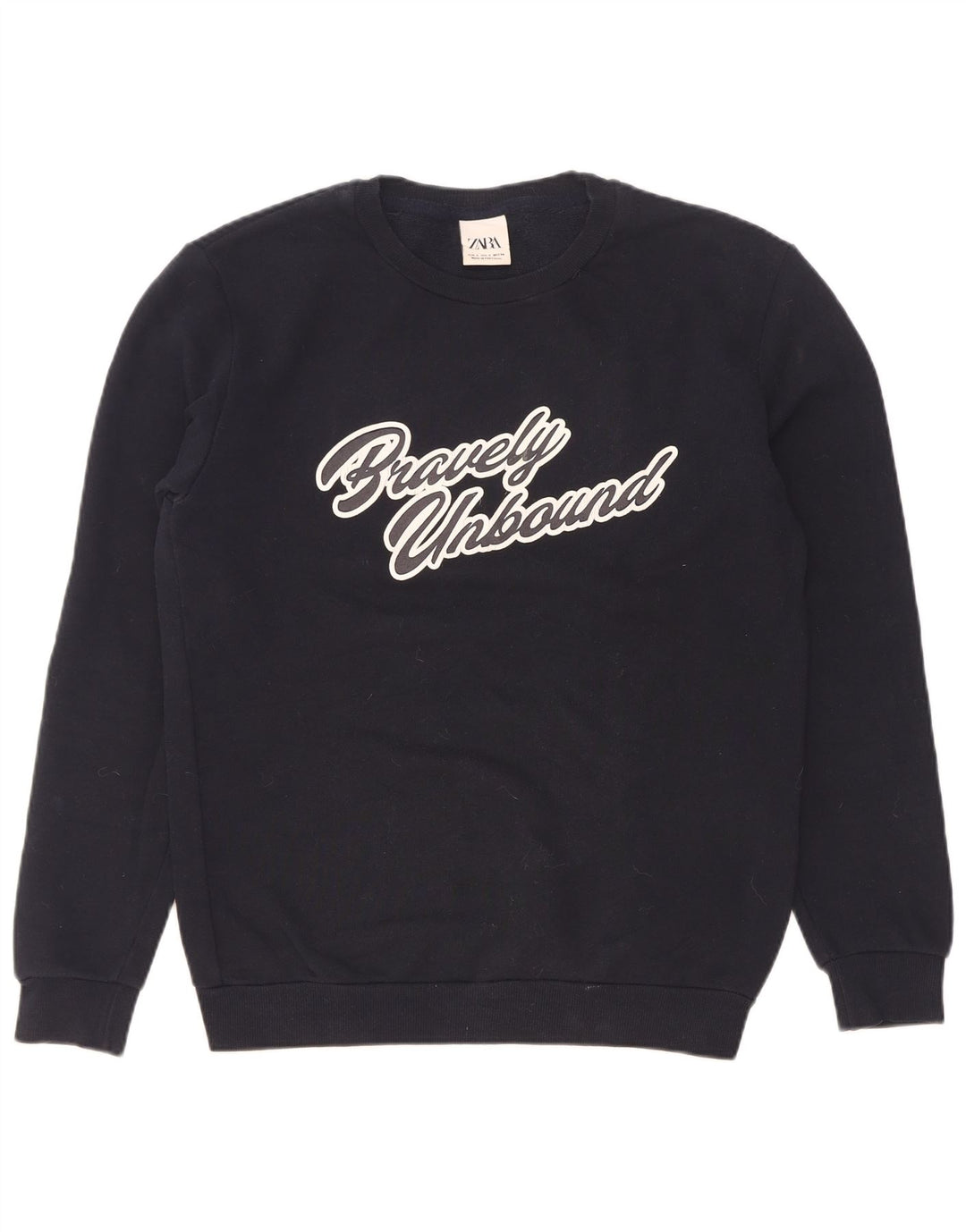 Zara Mens Graphic Sweatshirt Jumper Petit Bleu Marine Coton