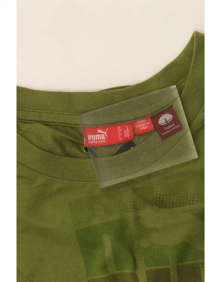 Puma Haut graphique à manches longues pour hommes, grand coton vert