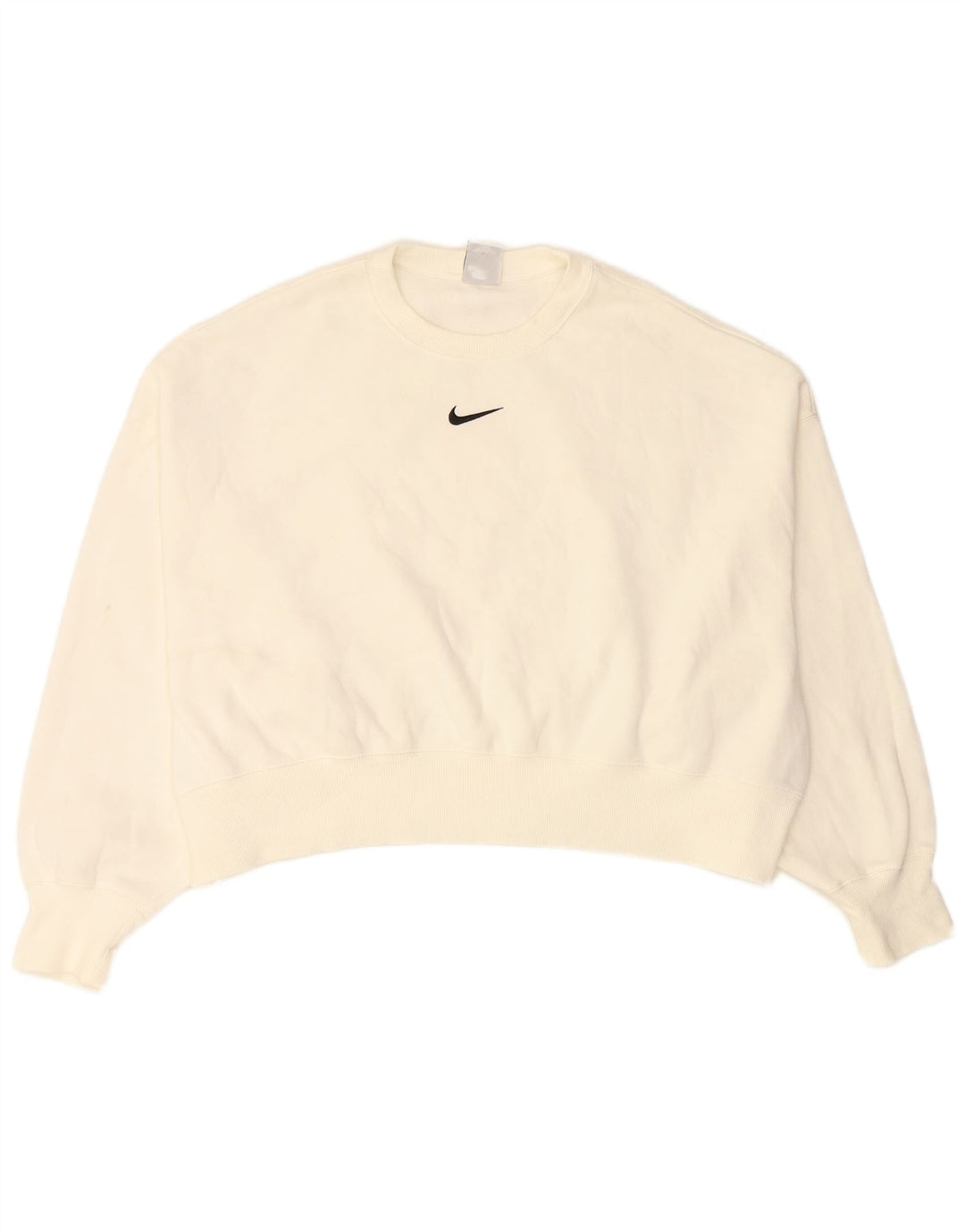 NIKE Sweat-shirt court surdimensionné pour femme UK 14 en coton blanc moyen
