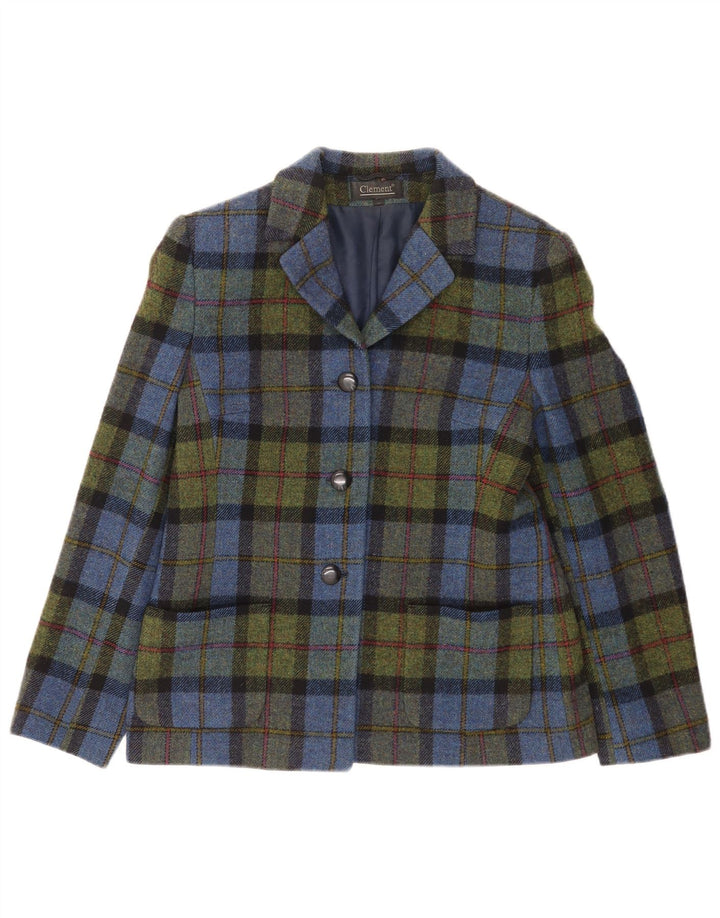 CLEMENT Veste blazer à 3 boutons pour femme EU 38 à carreaux multicolores moyens