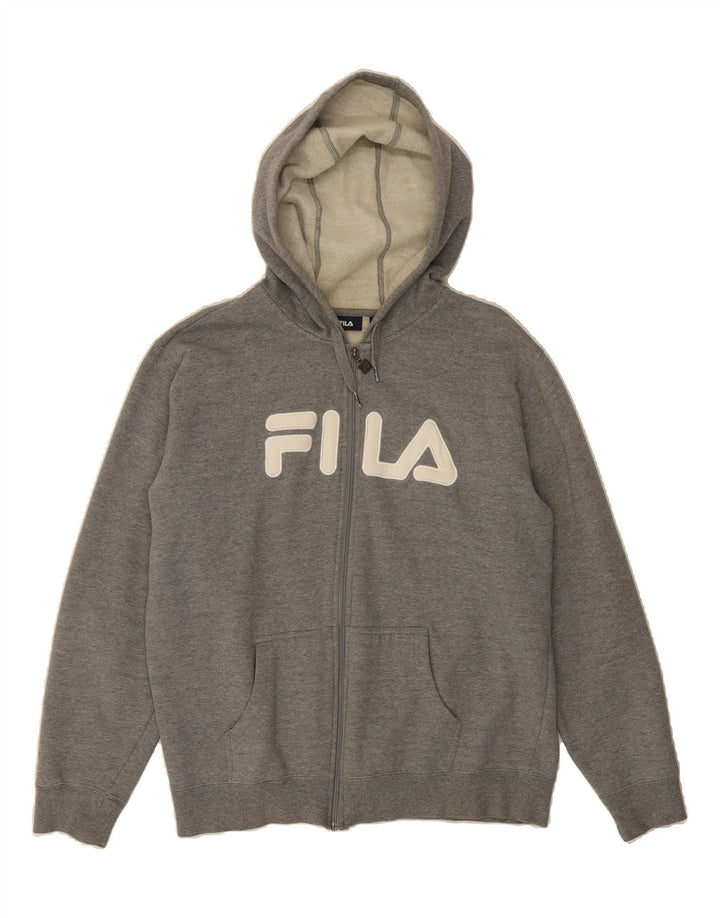 FILA Mens Graphic Hoodie Jumper Large Grey Cotton Vintage Fila and Second-Hand Fila from Messina Hembry 