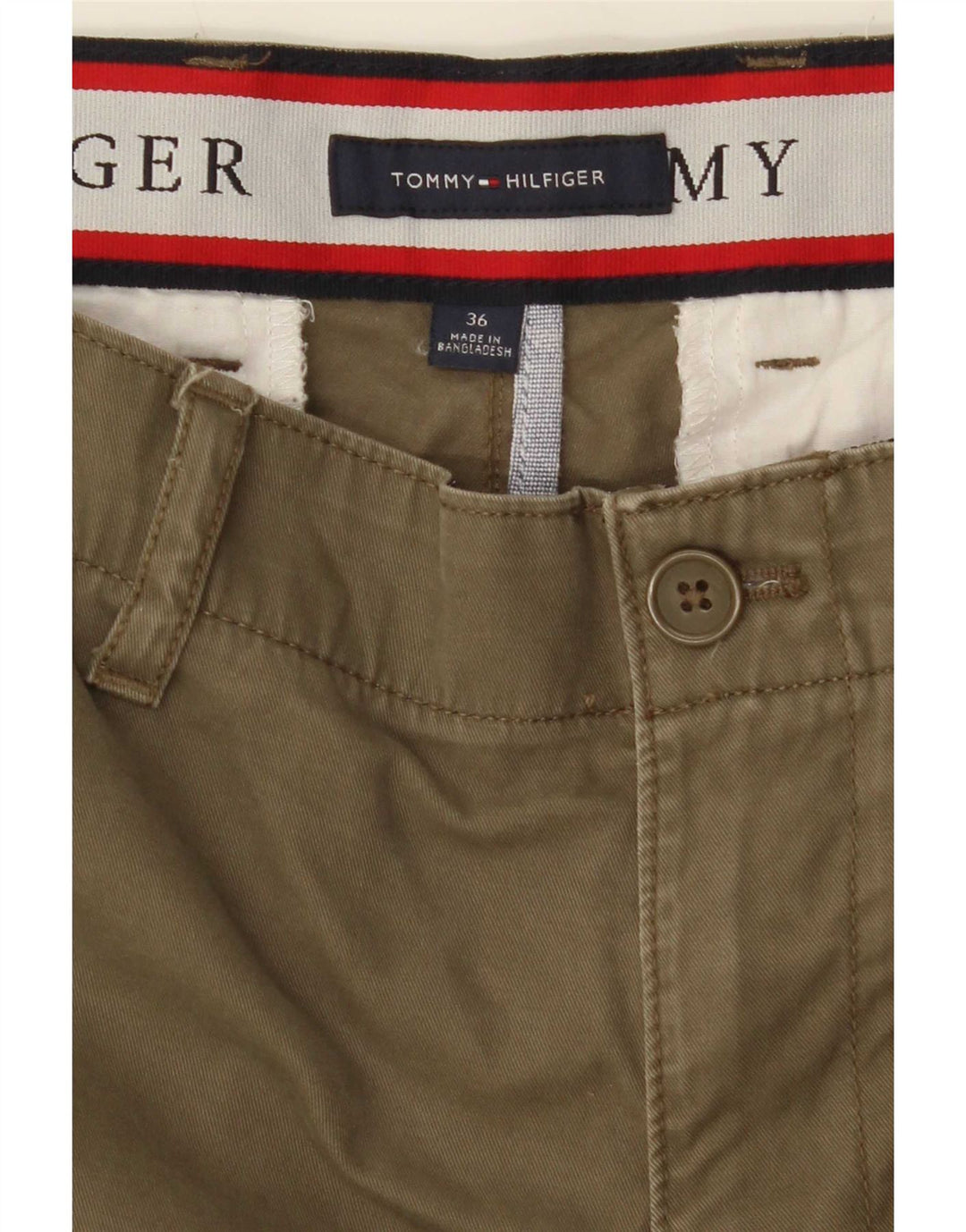 Tommy Hilfiger Short cargo pour homme W36 Large Kaki Coton