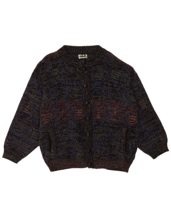 vintage Mens Cardigan Sweater Grande laine mouchetée bleu marine