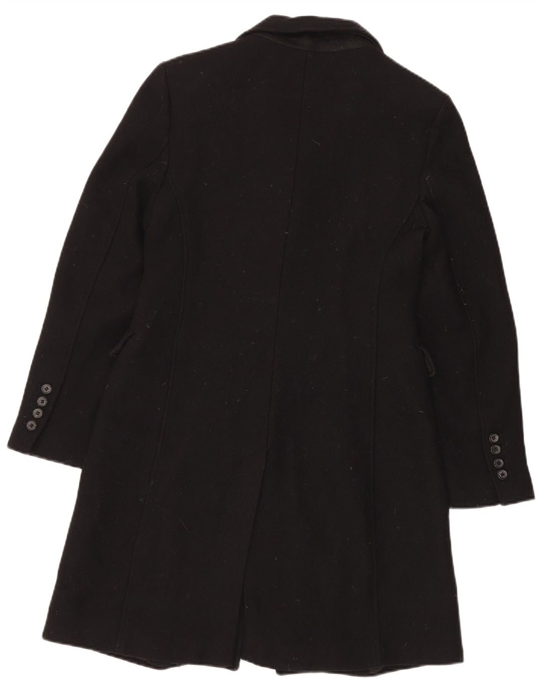 Zara Femme Pardessus UK 10 Petite Laine Noire