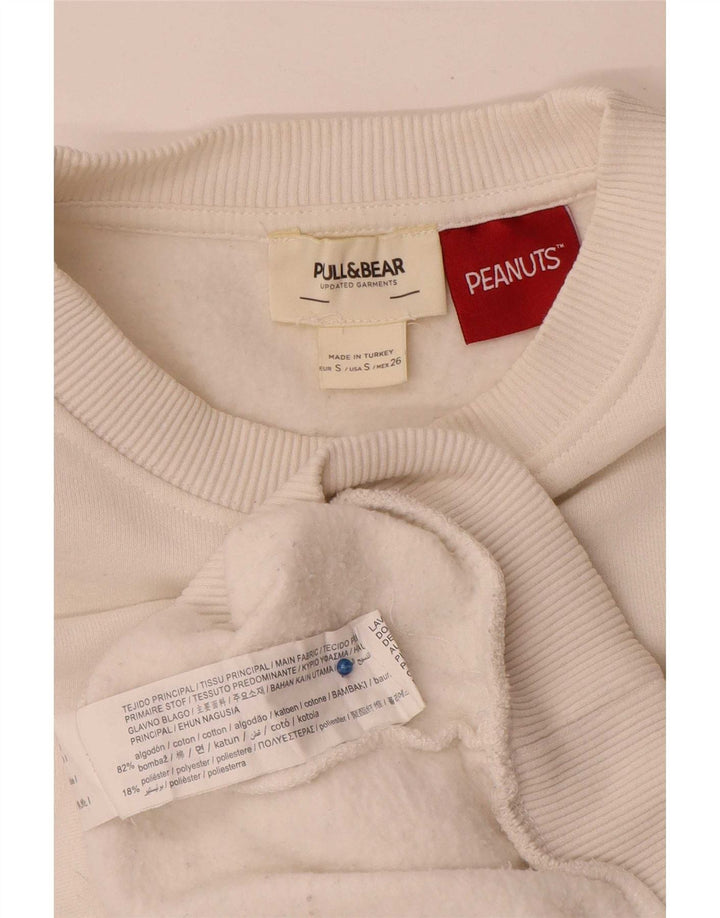 Pull & Bear Peanuts Graphic Sweatshirt Jumper UK 10 Petit Blanc