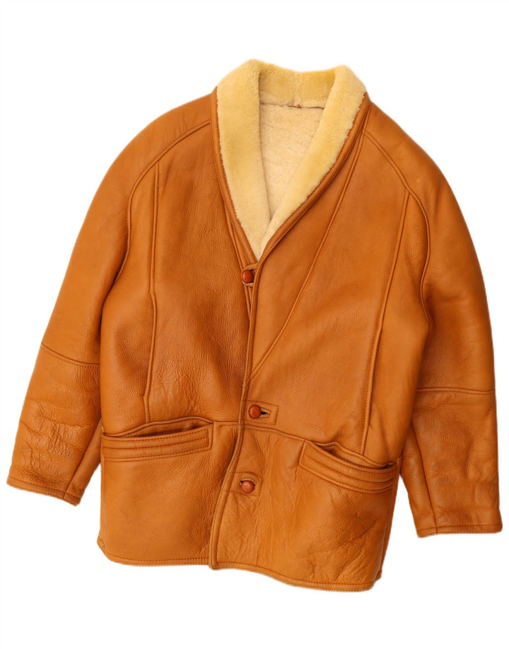 veste en peau de mouton homme vintage UK 42 XL Beige