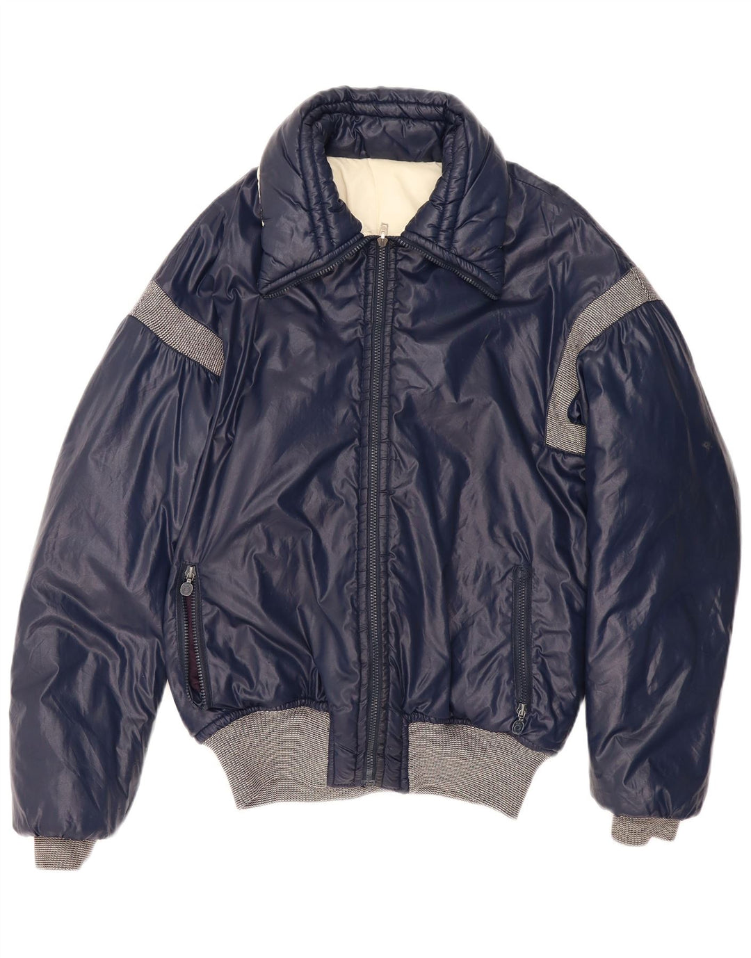 veste matelassée homme vintage UK 40 Grand colorblock bleu marine