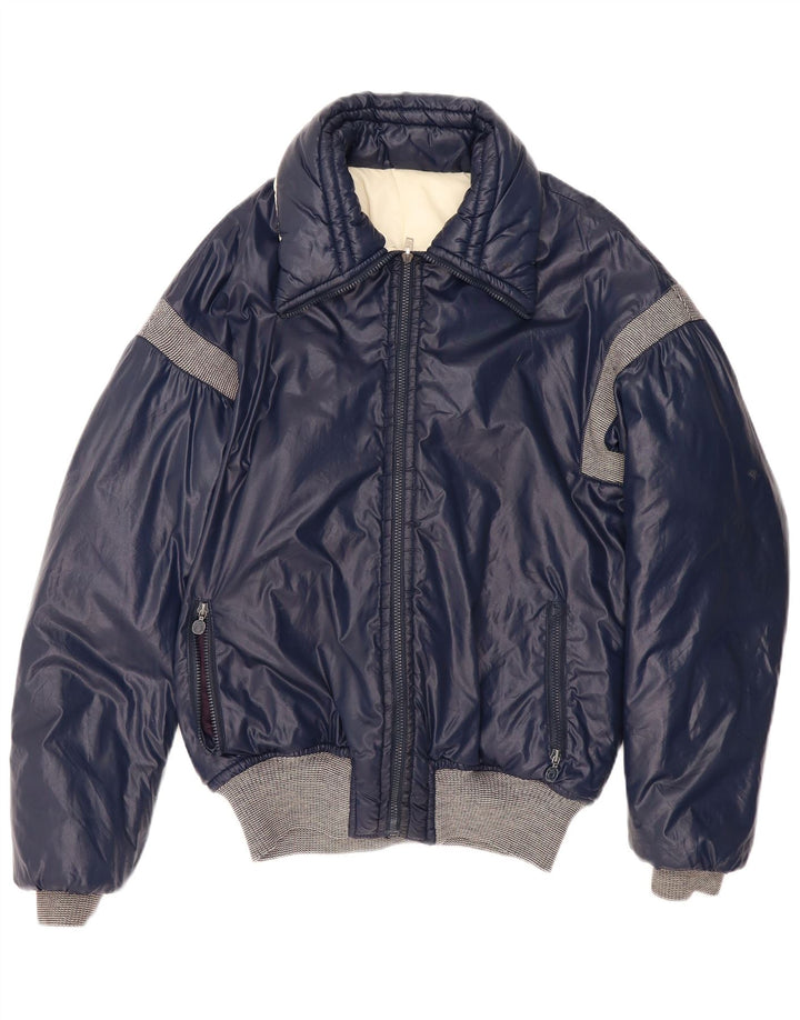veste matelassée homme vintage UK 40 Grand colorblock bleu marine