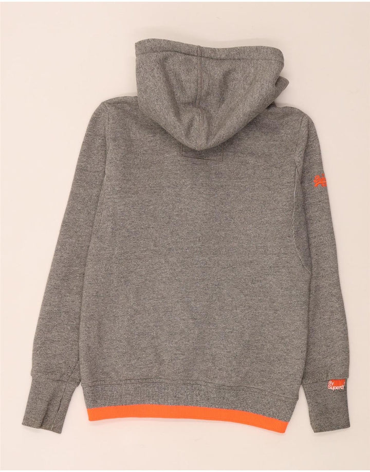 Superdry Pull à capuche zippé en coton color block gris moyen