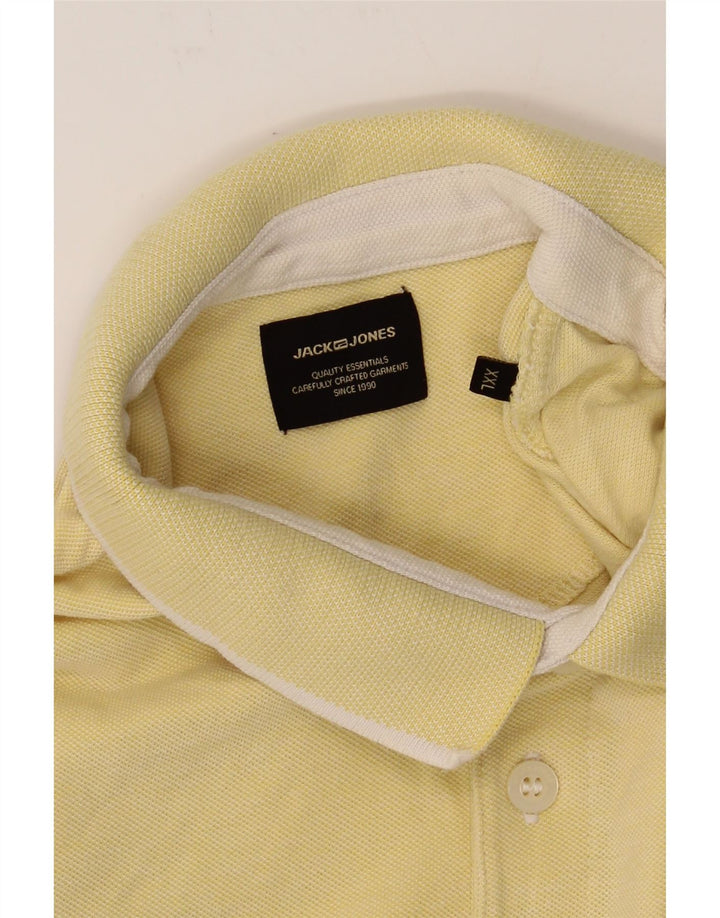 JACK & JONES Mens Polo Shirt 2XL Yellow Cotton Vintage Jack & Jones and Second-Hand Jack & Jones from Messina Hembry 