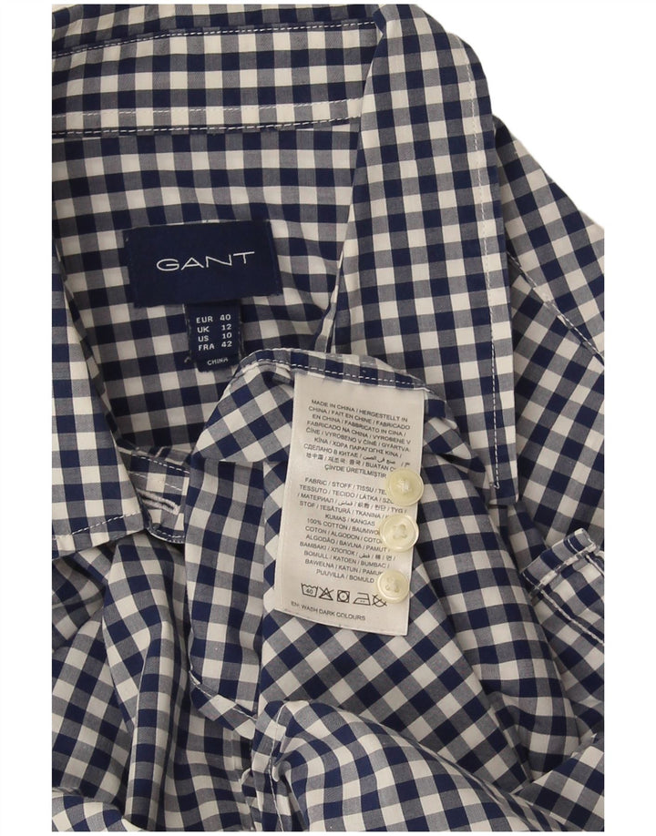 Gant Chemise Femme UK 12 Bleu Moyen Vichy Coton