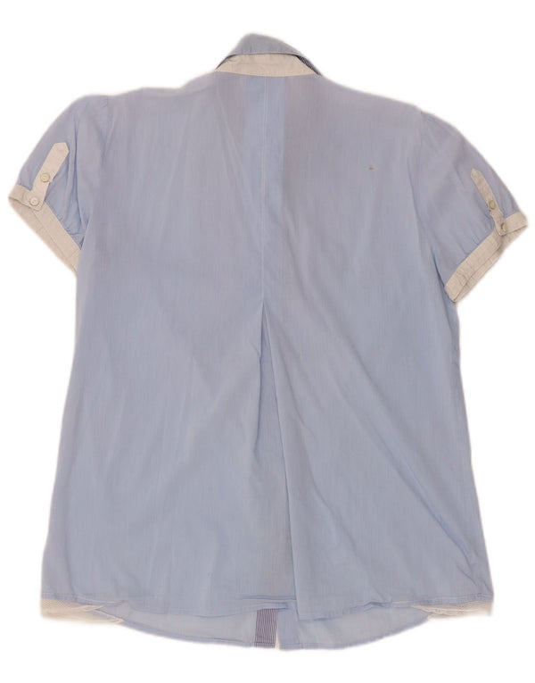 Marella Chemise de smoking à manches courtes pour femme IT 44 Bleu moyen Colourblock