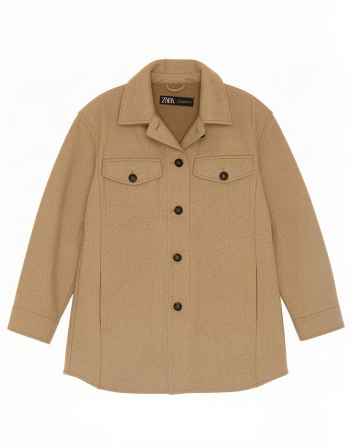 Zara Veste utilitaire pour femme UK 6 XS Beige Polyester