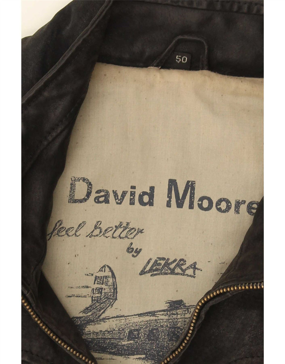 David Moore Gilet en cuir pour homme IT 50 Large Noir