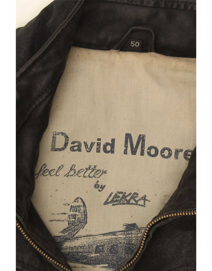 David Moore Gilet en cuir pour homme IT 50 Large Noir