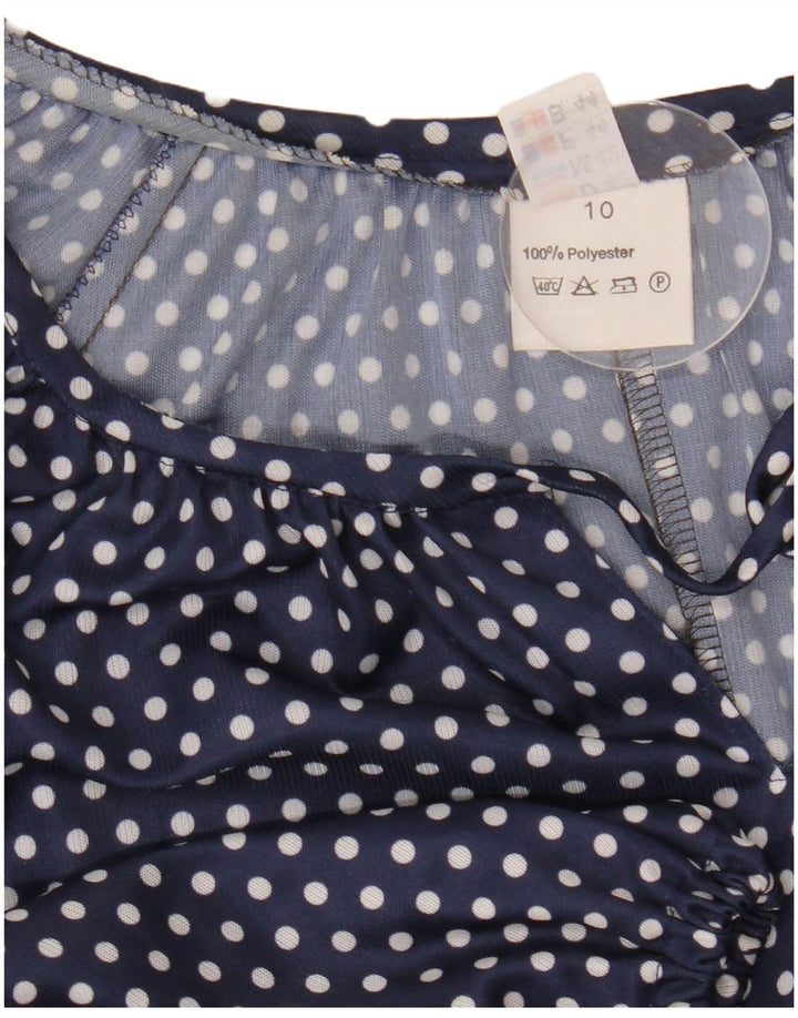 vintage Femmes Voir à travers une robe trapèze UK 10 Petit Polyester Bleu Marine