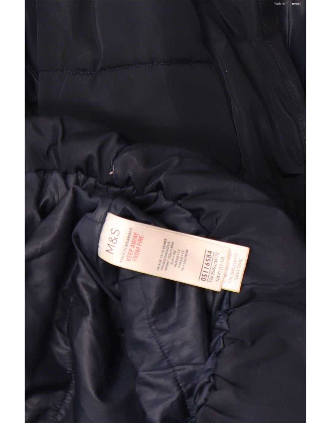Marks & Spencer Manteau matelassé à capuche pour fille 11-12 ans Bleu marine Polyester