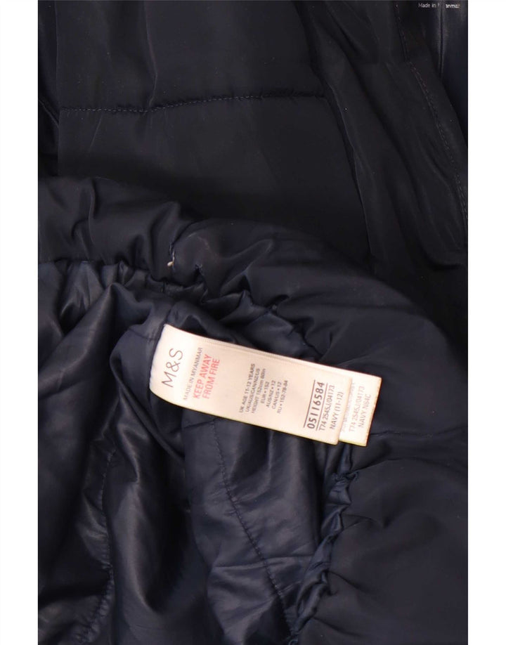 Marks & Spencer Manteau matelassé à capuche pour fille 11-12 ans Bleu marine Polyester