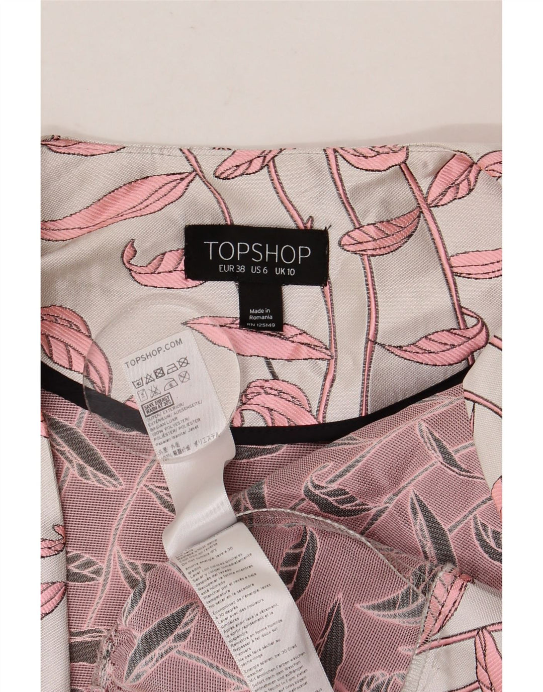 Topshop Chemisier court à motif abstrait pour femme UK 10 Petit Blanc