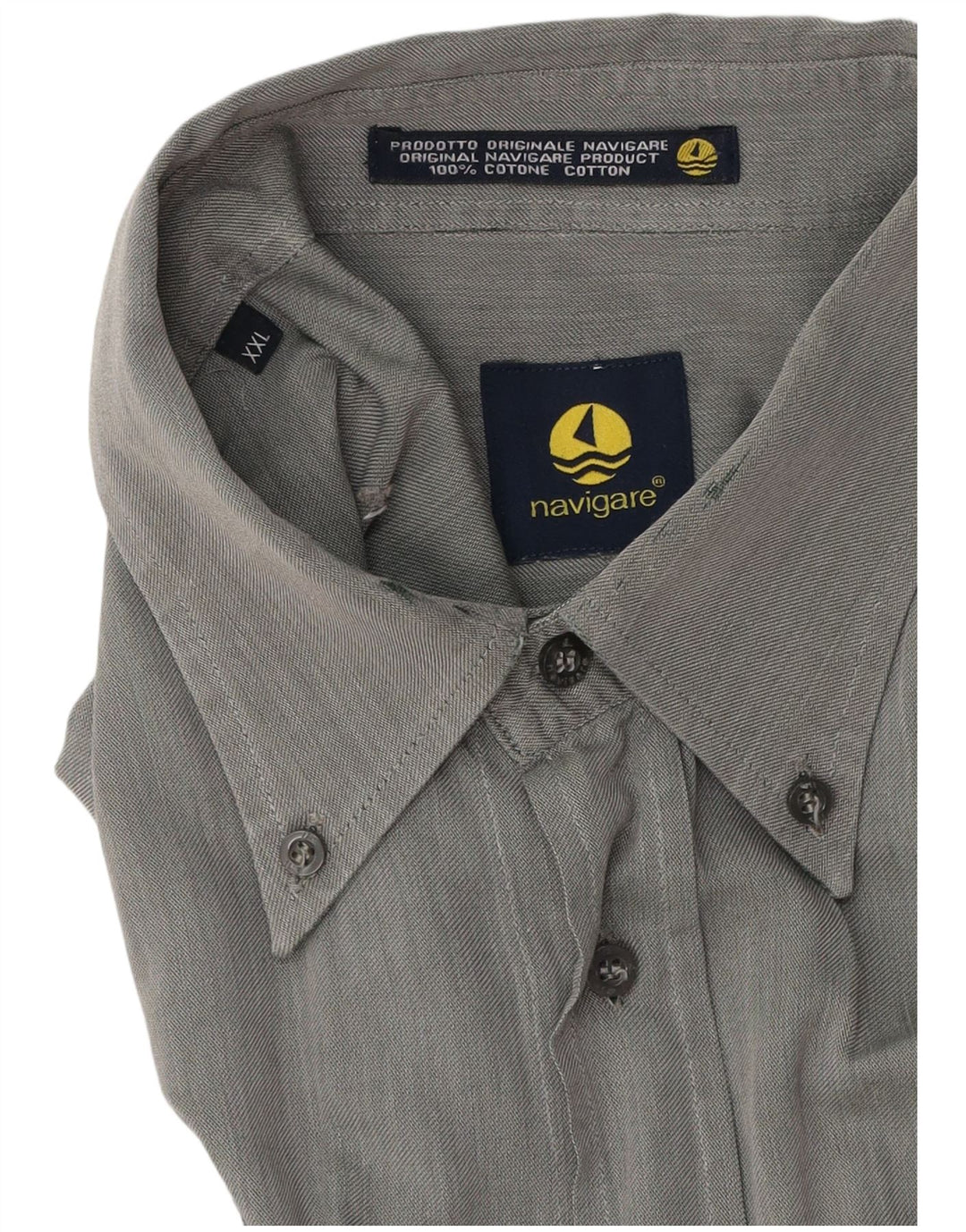 NAVIGARE Mens Shirt 2XL Grey Cotton Vintage Navigare and Second-Hand Navigare from Messina Hembry 