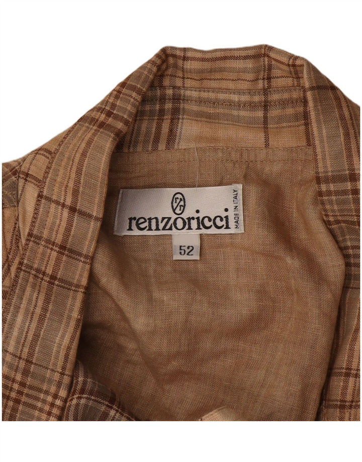 vintage Homme 3 Bouton Blazer Veste IT 52 XL Beige Check