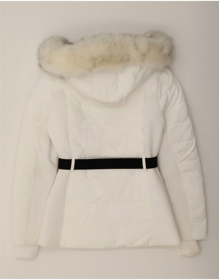 Michael Kors Veste matelassée à capuche pour femme UK 10 Small Blanc Polyester