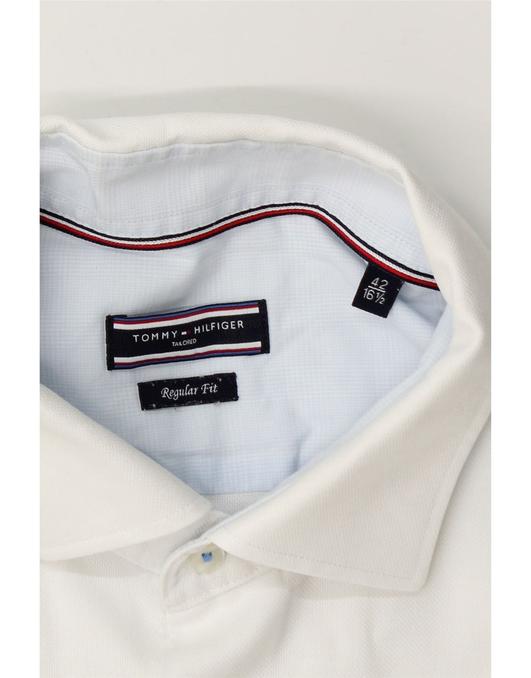 Tommy Hilfiger Chemise coupe régulière pour homme Taille 42 16 1/2 Large Blanc
