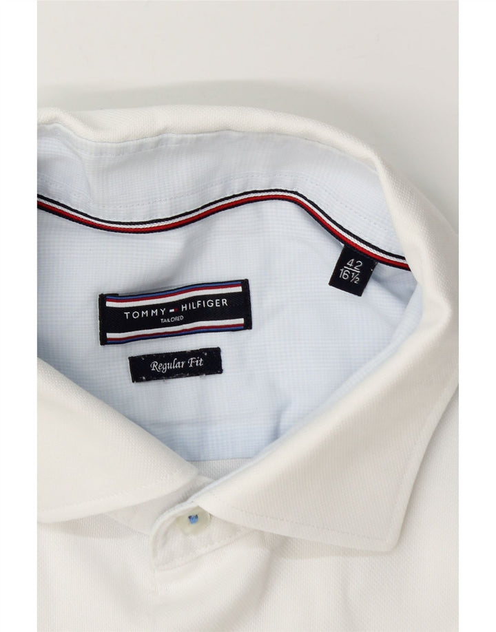 Tommy Hilfiger Chemise coupe régulière pour homme Taille 42 16 1/2 Large Blanc