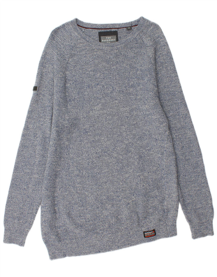 SUPERDRY Pull long à col bateau pour femme UK 20 2XL Bleu Coton