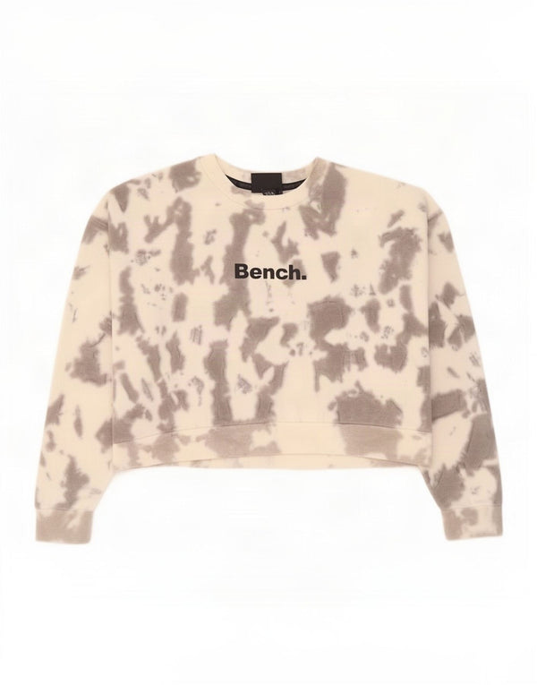 Bench Sweat-shirt court graphique pour femme UK 14 Grand Gris Tie Dye Coton