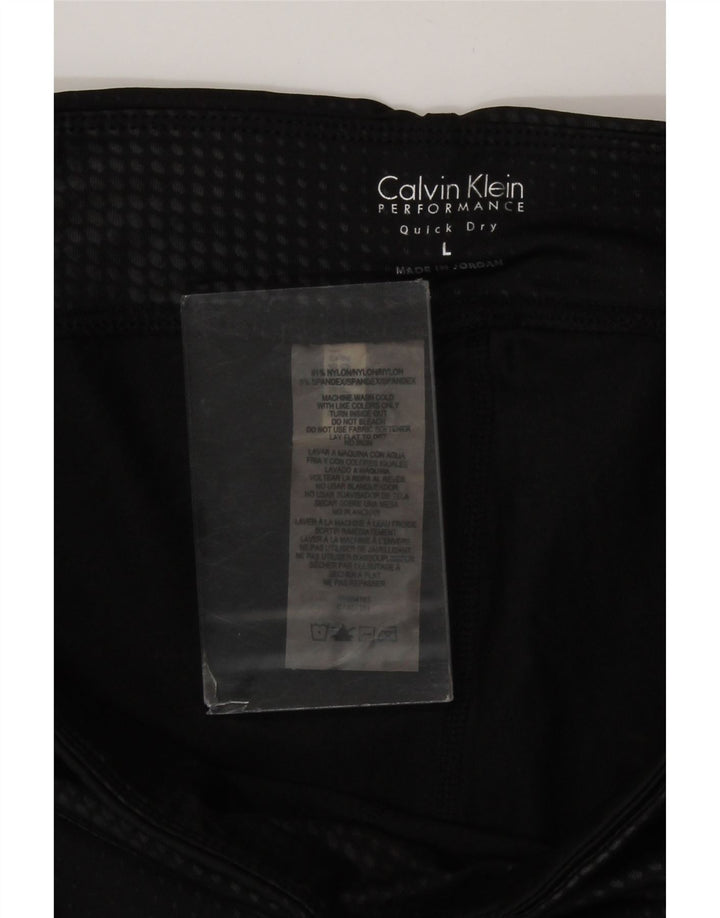 Calvin Klein Womens Performance Capri Leggings UK 14 Large Noir Géométrique