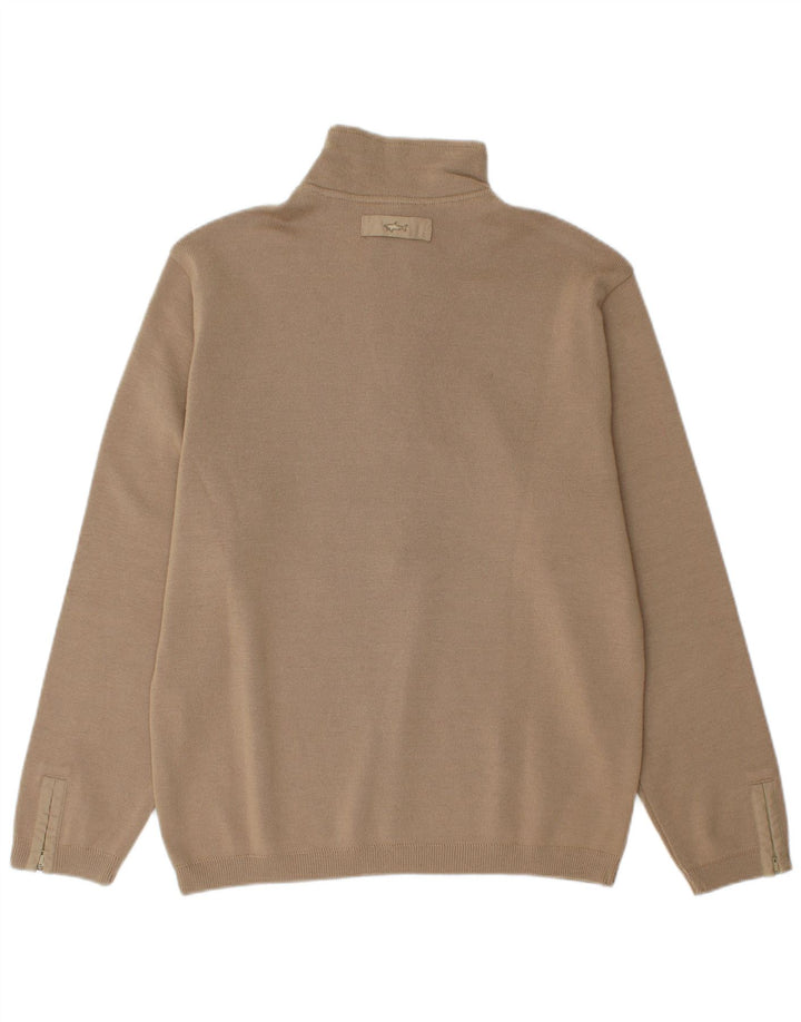 Paul & Shark Pull Col Zippé Homme Beige Moyen Laine Vierge