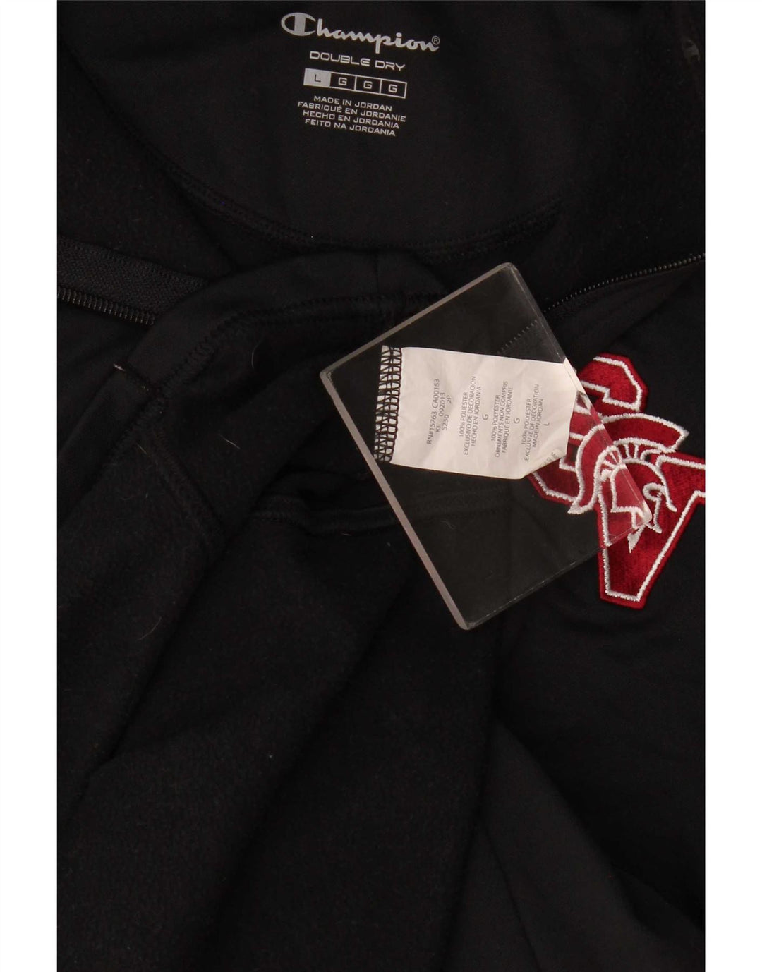 Champion Haut de survêtement pour homme avec col zippé et polyester Noir Taille L