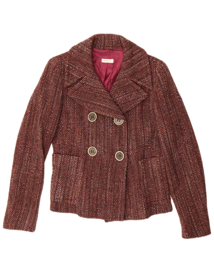 Max & Co. Veste blazer croisée pour femme UK 12 Marron moyen moucheté