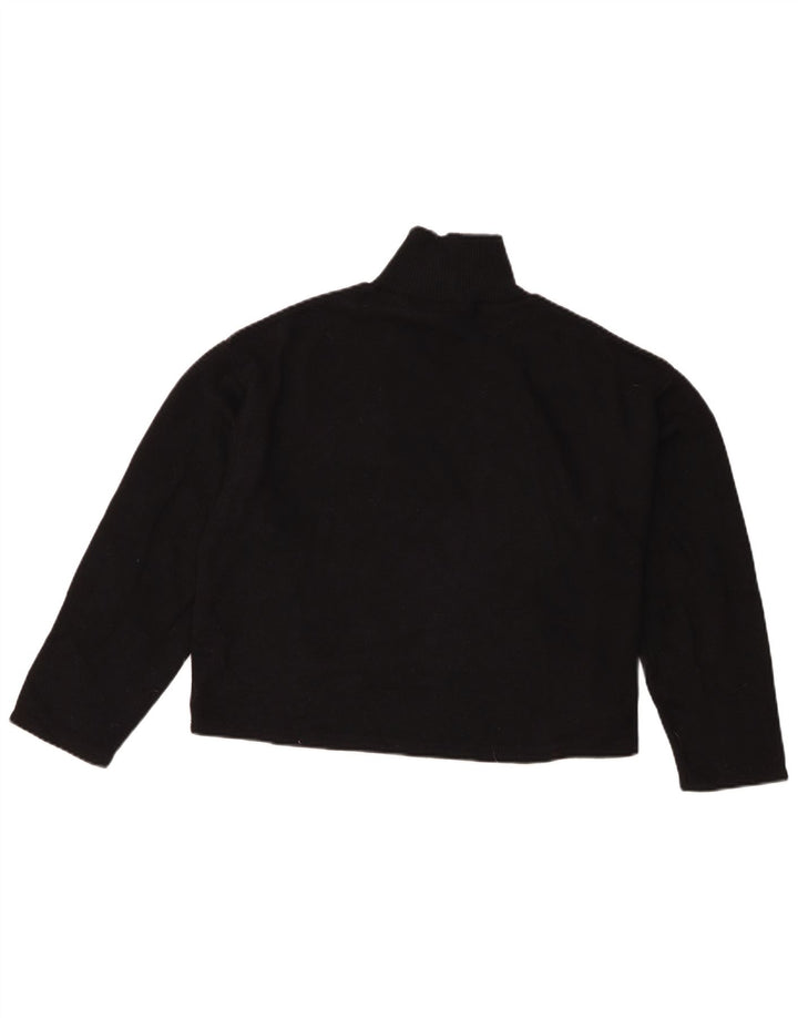 Zara Pull court à col roulé pour femme UK 14 Noir moyen