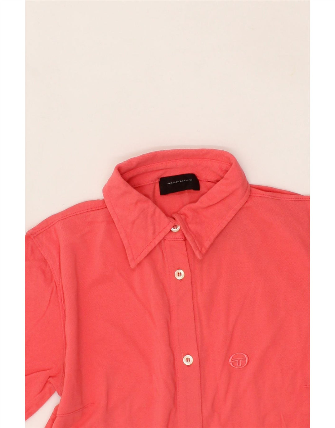 SERGIO TACCHINI Womens Short Sleeve Shirt UK 12 Medium Pink Vintage Sergio Tacchini and Second-Hand Sergio Tacchini from Messina Hembry 